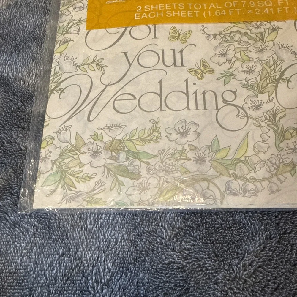 Vintage American Greetings Laurel Wedding Gift Wrap Lot 2 Sealed NOS